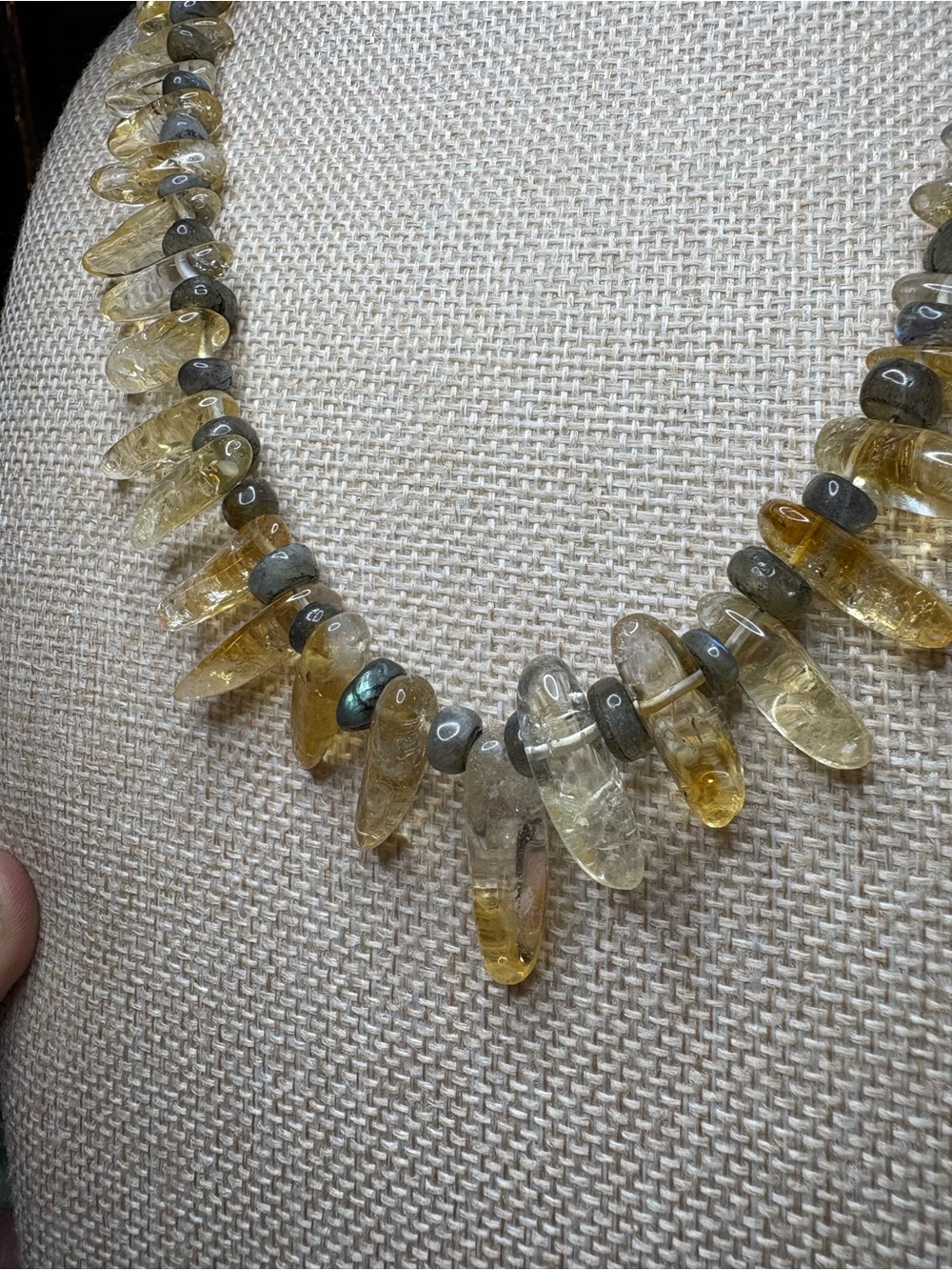 Citrine & Labradorite Gemstone Necklace 18’ - Picture 3 of 5